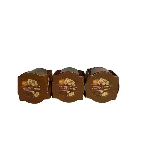 Yankee Candle Mini Votive Pumpkin Banana Scone Scent 1 oz  Set of 3 - Picture 2 of 3
